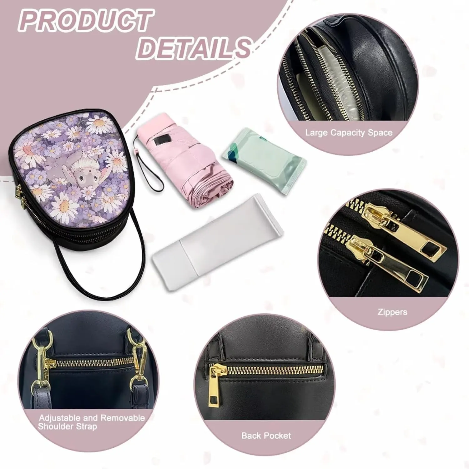FOR U DESIGNS Mini Crossbody Bags for Women Cute Shoulder Handbag with Zipper Leather Satchel Purse for Work Travel