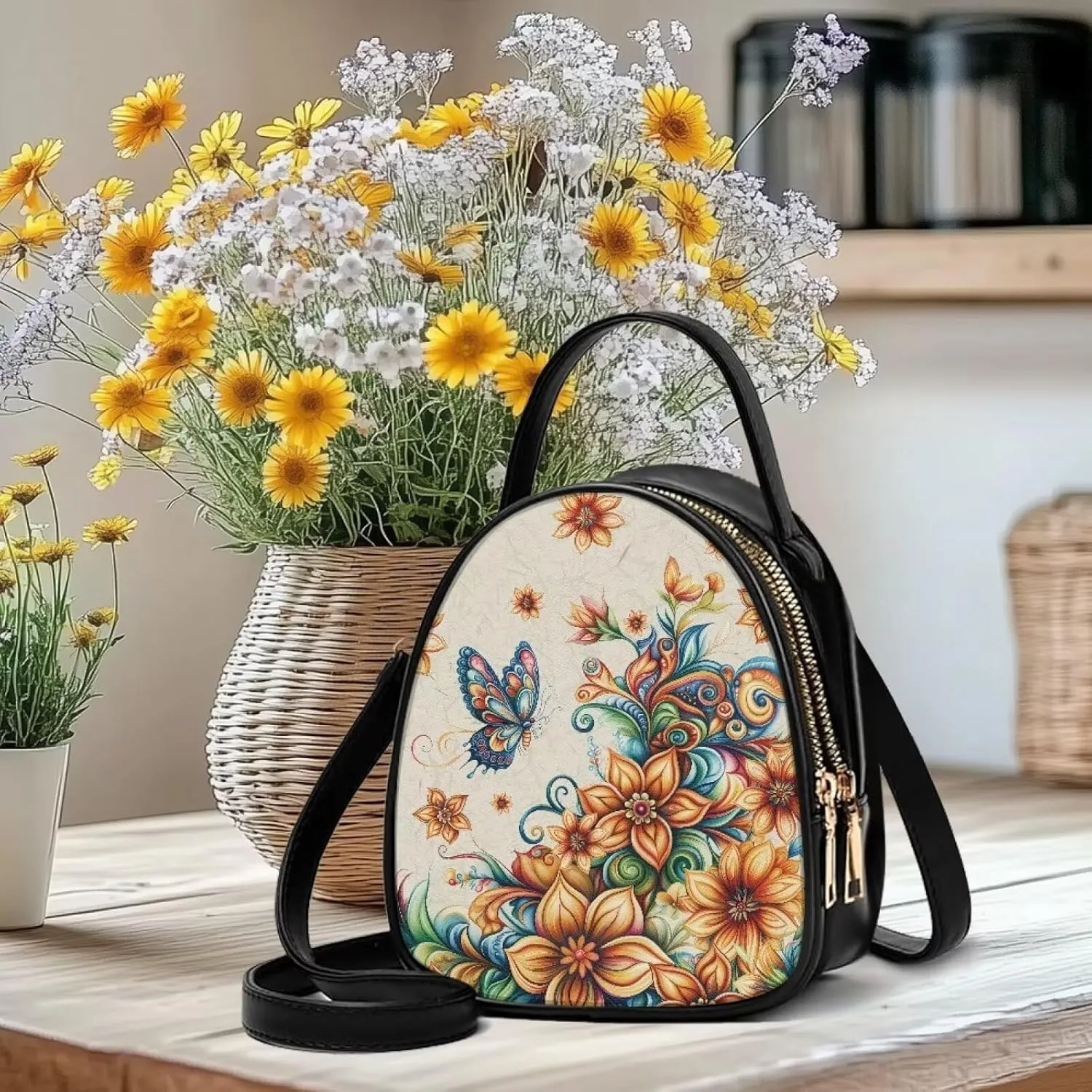 FOR U DESIGNS Mini Crossbody Bags for Women Cute Shoulder Handbag with Zipper Leather Satchel Purse for Work Travel