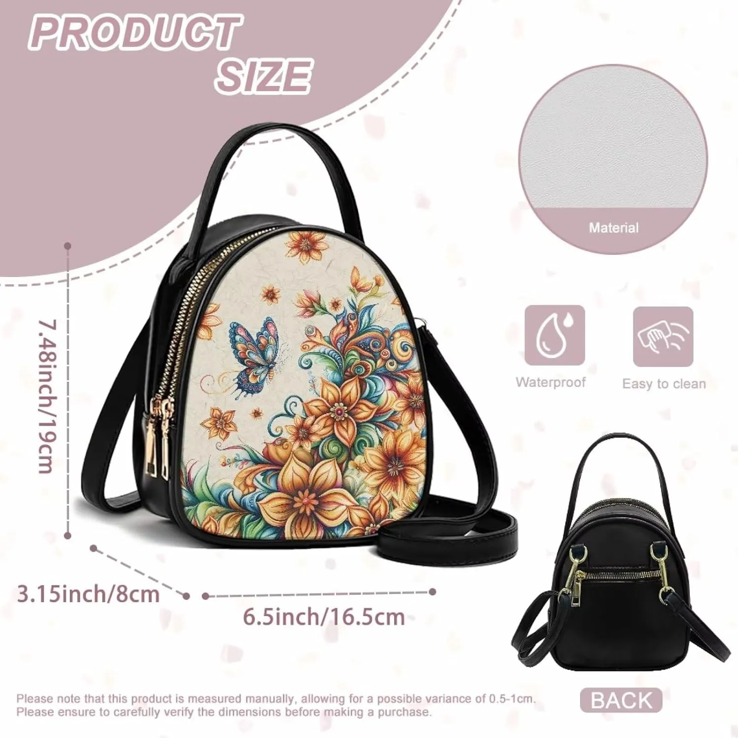FOR U DESIGNS Mini Crossbody Bags for Women Cute Shoulder Handbag with Zipper Leather Satchel Purse for Work Travel