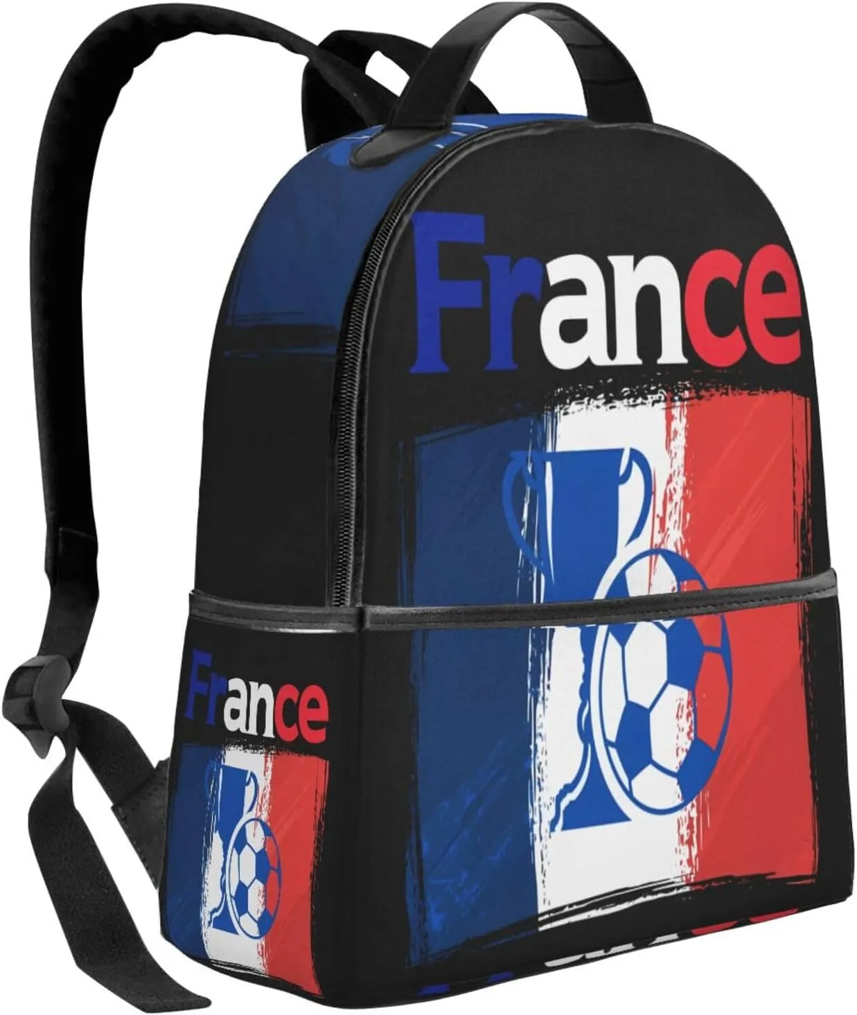 France French Football Soccer Flag Casual Backpacks Laptop Backpack Carry-on Daypack Sports Travel Rucksack Lightweight Working Bag for Outdoor Hiking Cycling Walking