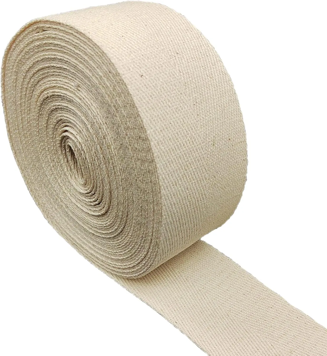FUNORNAM 2Inch Wide Herringbone Cotton Rug Seam Ribbon Webbing Carpet Binding Trim Twill Tape for DIY Craft Sewing, Handle Cloth Bag, Handbag Tote-Purse 10Yards (Natural)