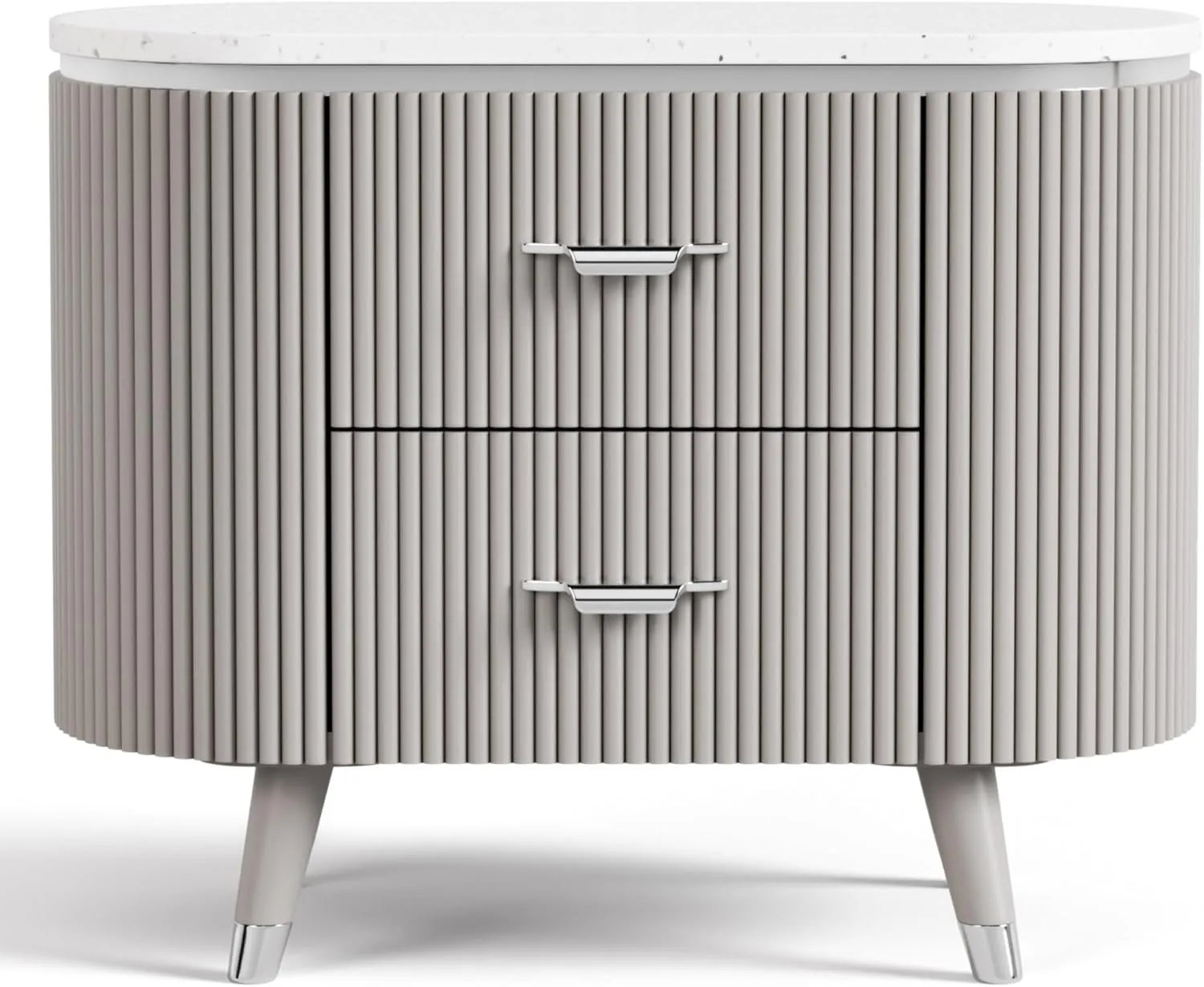 Furniture of America Vito Modern Solid Wood Nightstand with 2 Drawers and Cultured Stone Tabletop, Large Bedside Table, Wooden Night Stand for Bedroom, Guest Room, Dorm, Light Gray