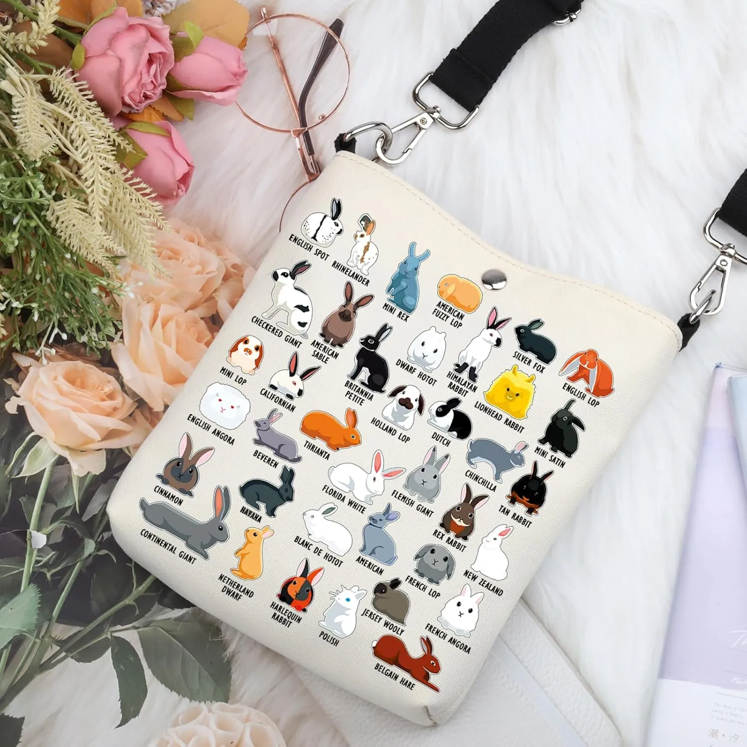 G2TUP Bunny Lover Crossbody Bag - Rabbit Fan Gift Type of Rabbits Travel Bag