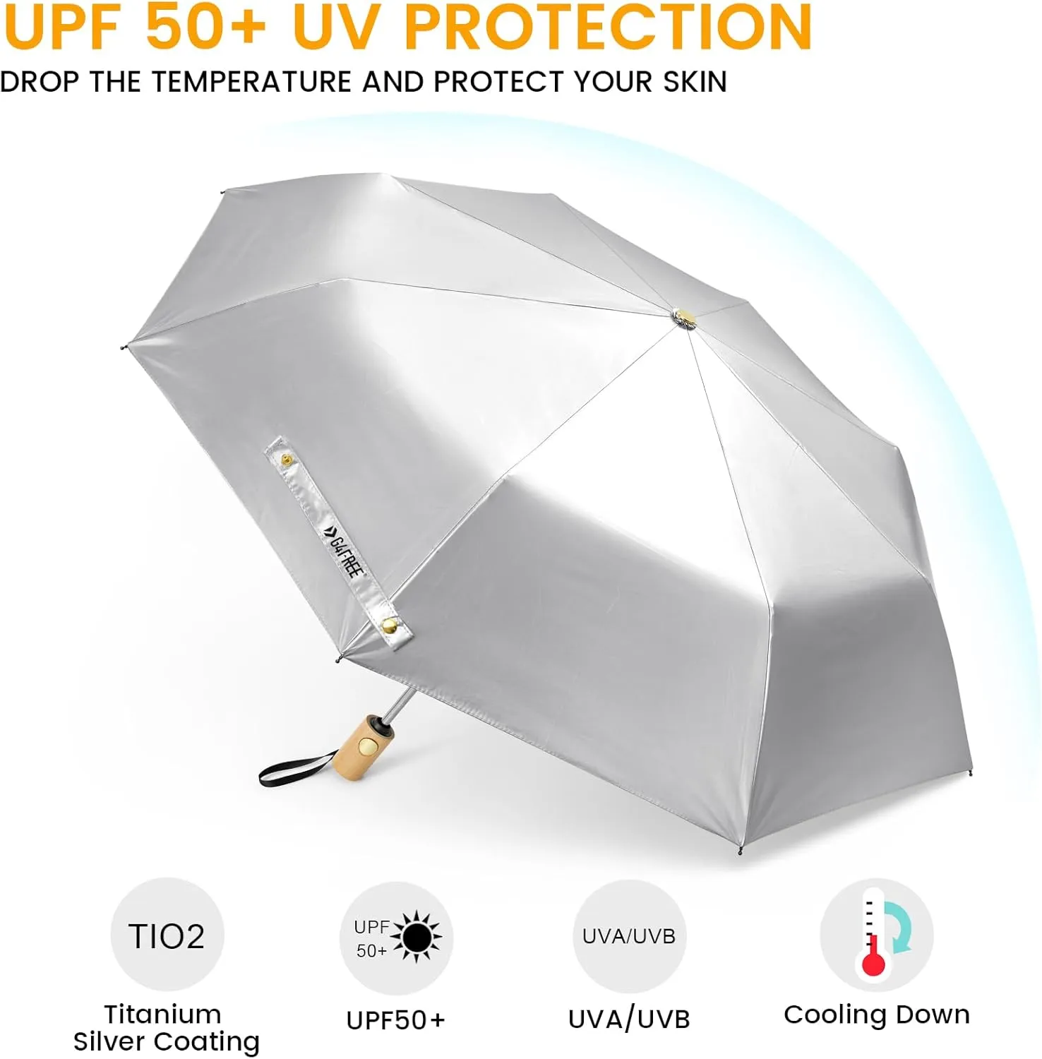 G4Free UPF 50  UV Protection Travel Sun Umbrella Compact 42 Inch Small UV Blocking SPF Umbrella Auto Open Close