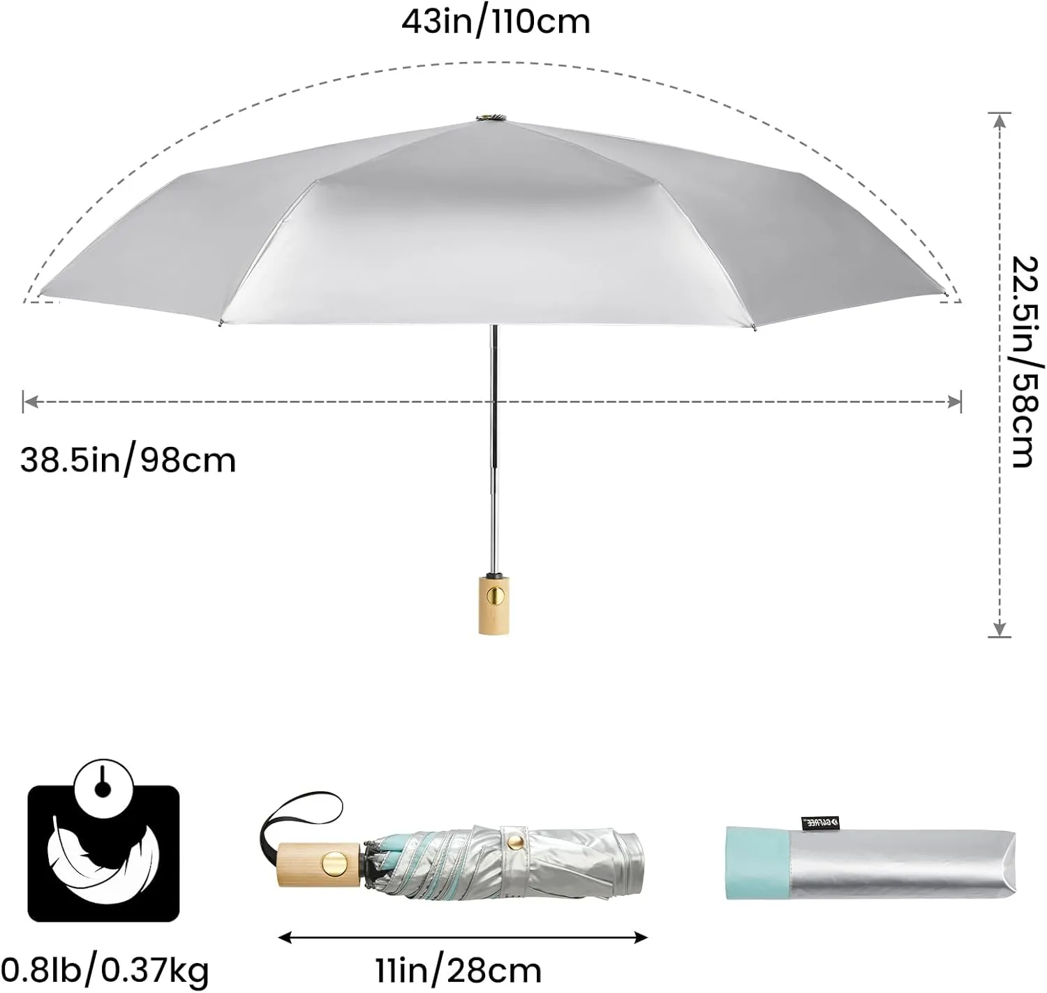 G4Free UPF 50  UV Protection Travel Sun Umbrella Compact 42 Inch Small UV Blocking SPF Umbrella Auto Open Close