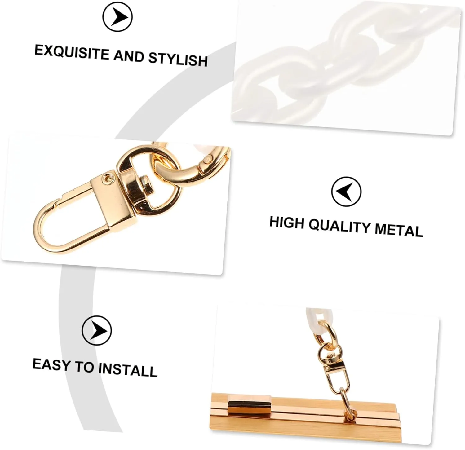 Gadpiparty White Resin Handbag Chain with Metal Buckles Durable Bag Accessory Easy to Install Replacement Strap for Handbags and Purses Versatile Design for Long Lasting Use