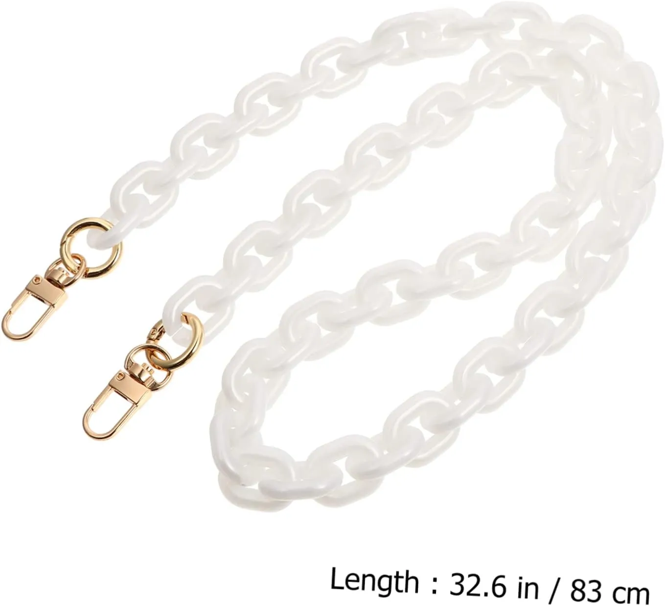 Gadpiparty White Resin Handbag Chain with Metal Buckles Durable Bag Accessory Easy to Install Replacement Strap for Handbags and Purses Versatile Design for Long Lasting Use