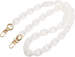 Gadpiparty White Resin Handbag Chain with Metal Buckles Durable Bag Accessory Easy to Install Replacement Strap for Handbags and Purses Versatile Design for Long Lasting Use