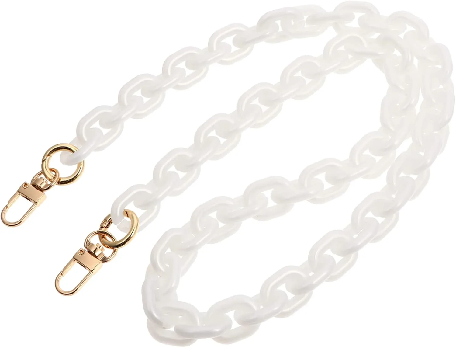 Gadpiparty White Resin Handbag Chain with Metal Buckles Durable Bag Accessory Easy to Install Replacement Strap for Handbags and Purses Versatile Design for Long Lasting Use