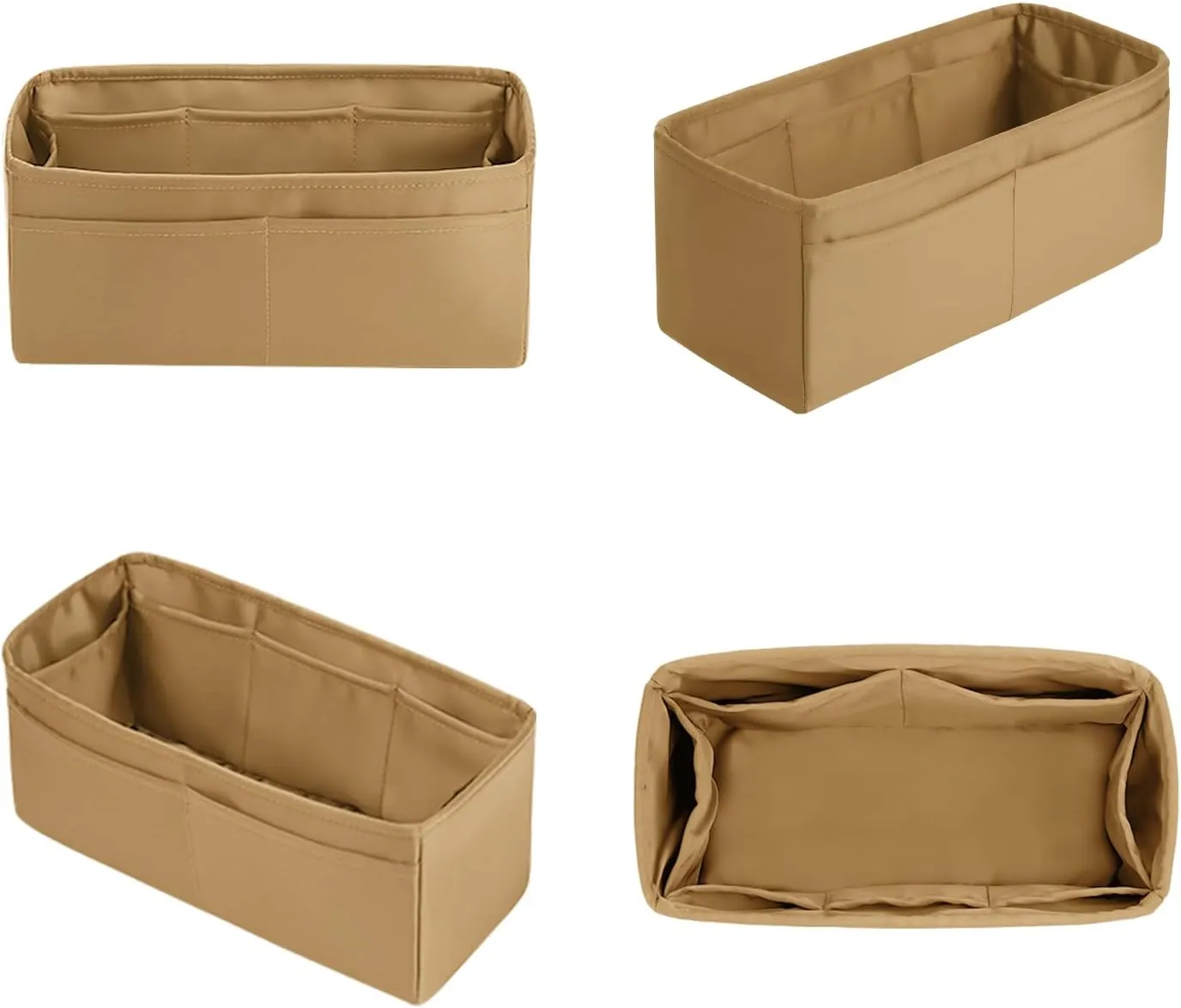Garden Party 30 Insert, Bag Organizer Compatible with Hermes Garden Party Tote, Silk Fabric Bag-in-bag for Luxury Bags with Multiple Pockets for Storage (Biscuit, GP30)