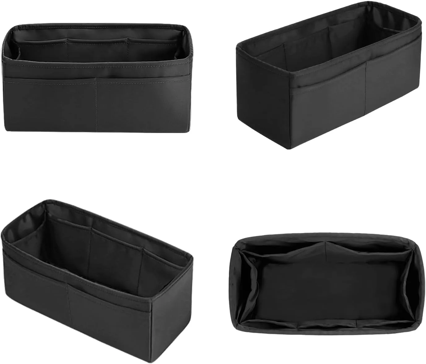 Garden Party 30 Insert, Bag Organizer Compatible with Hermes Garden Party Tote, Silk Fabric Bag-in-bag for Luxury Bags with Multiple Pockets for Storage (Black, GP30)