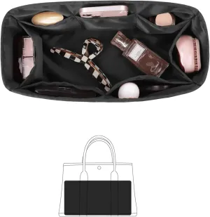 Garden Party 30 Insert, Bag Organizer Compatible with Hermes Garden Party Tote, Silk Fabric Bag-in-bag for Luxury Bags with Multiple Pockets for Storage (Black, GP30)