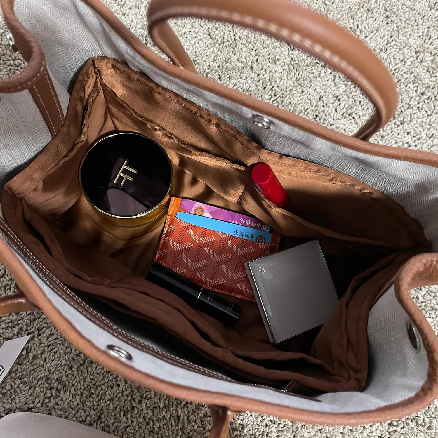 Garden Party 36 Insert, Tote Bag Organizer Compatible with Hermes Garden Bags, Silk Smooth Tote Bag Insert with Multiple Pockets for Storage (Gold, GP36)
