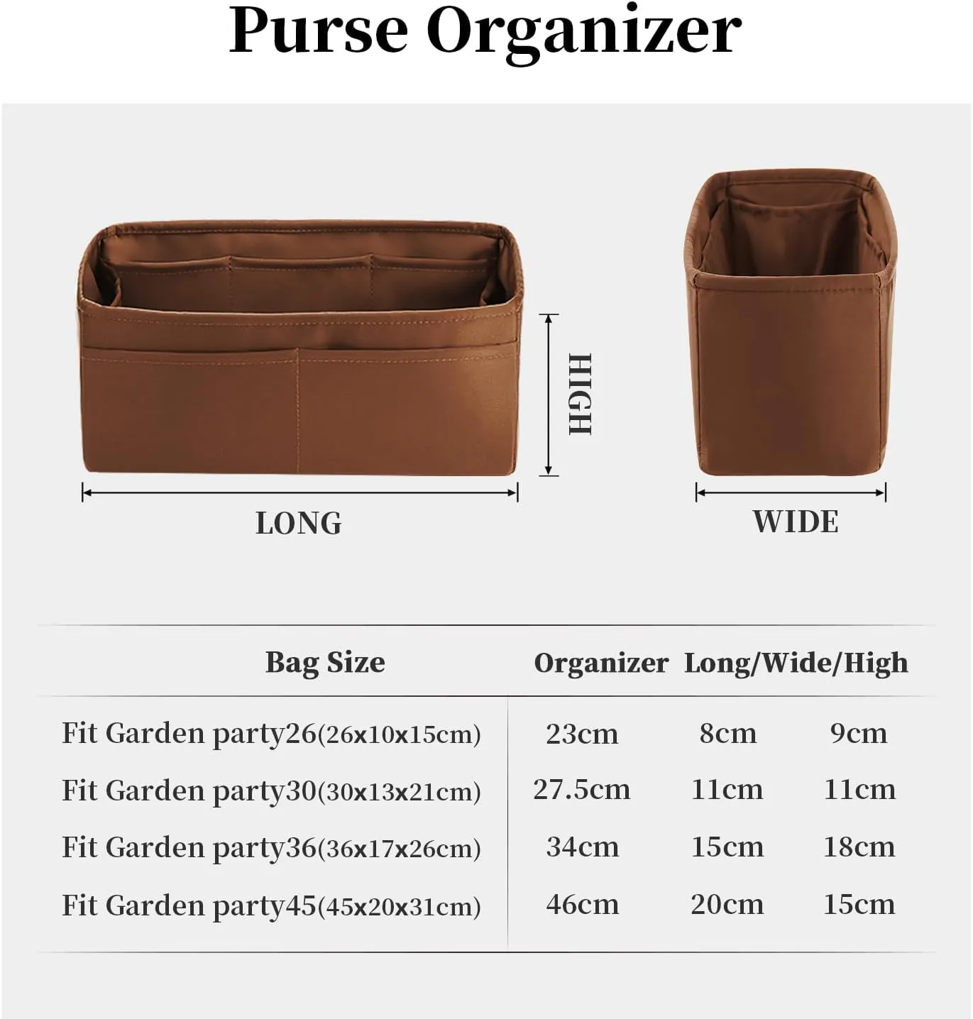 Garden Party 36 Insert, Tote Bag Organizer Compatible with Hermes Garden Bags, Silk Smooth Tote Bag Insert with Multiple Pockets for Storage (Gold, GP36)