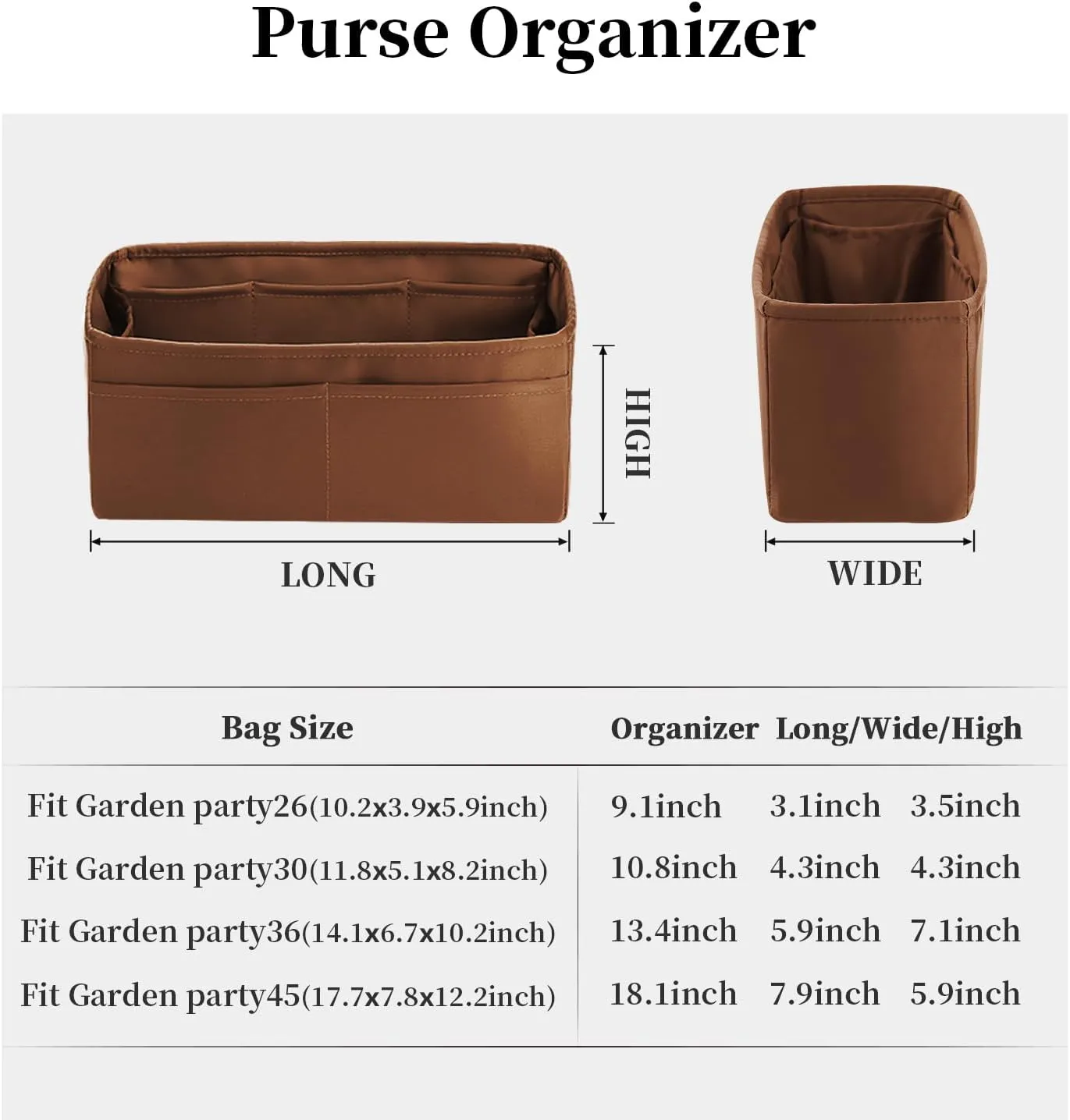 Garden Party 36 Insert, Tote Bag Organizer Compatible with Hermes Garden Bags, Silk Smooth Tote Bag Insert with Multiple Pockets for Storage (Gold, GP36)