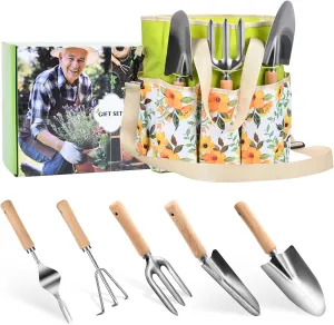 Gardening Tools Set, Gardening Gifts for Women Men, Heavy Duty Garden Hand Tools with Crossbody Garden Tote Bag, Rust-Proof Garden Tools for Yard Work Planting