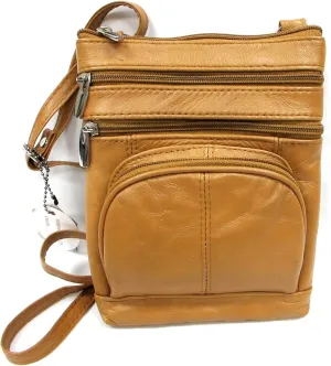 Genuine Leather Cross Body Purse 5 Pocket with Organizer