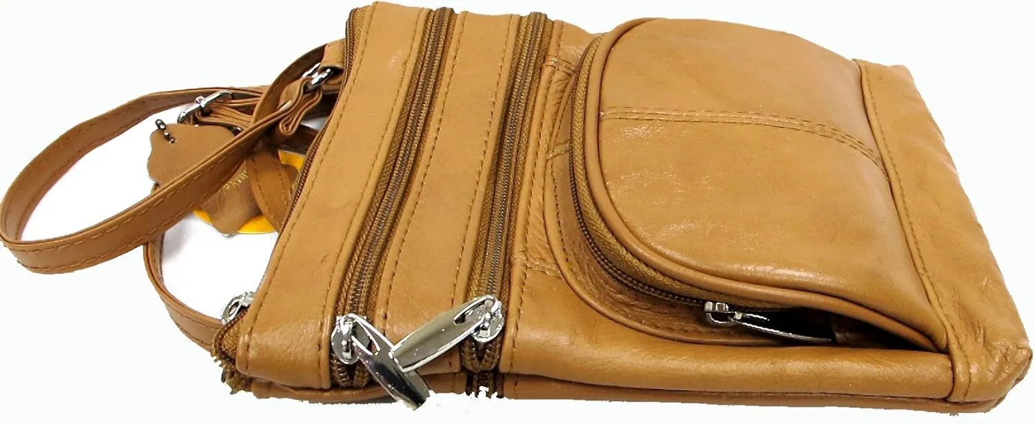 Genuine Leather Cross Body Purse 5 Pocket with Organizer