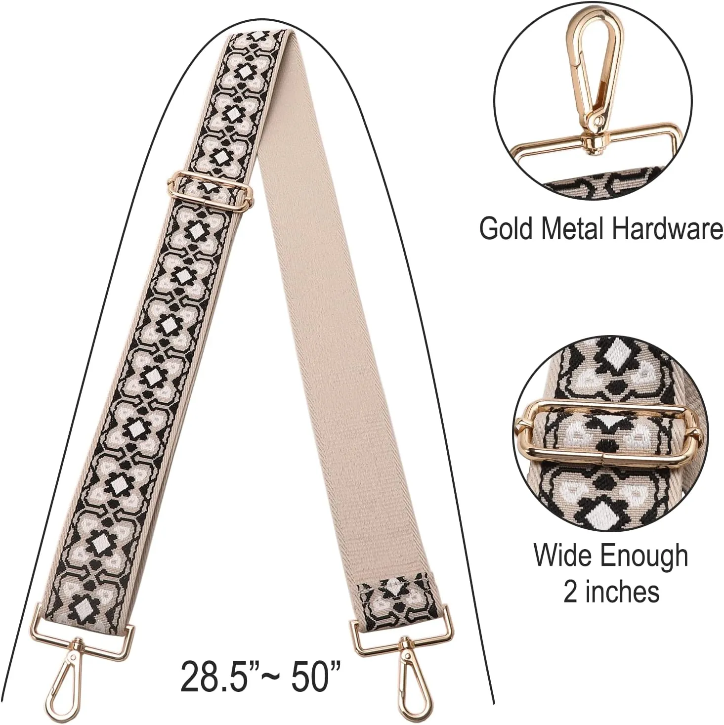 GINJKGO Purse Straps Replacement Crossbody - Adjustable Bag Strap for Purses, Wide Shoulder Strap for Women Guitar Purses