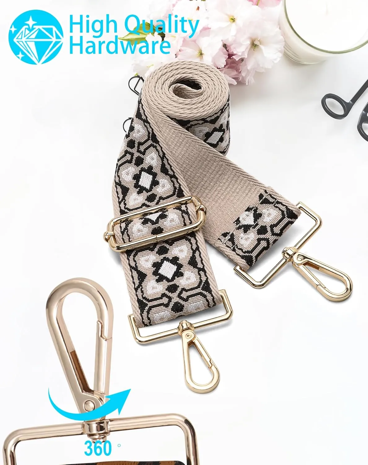 GINJKGO Purse Straps Replacement Crossbody - Adjustable Bag Strap for Purses, Wide Shoulder Strap for Women Guitar Purses