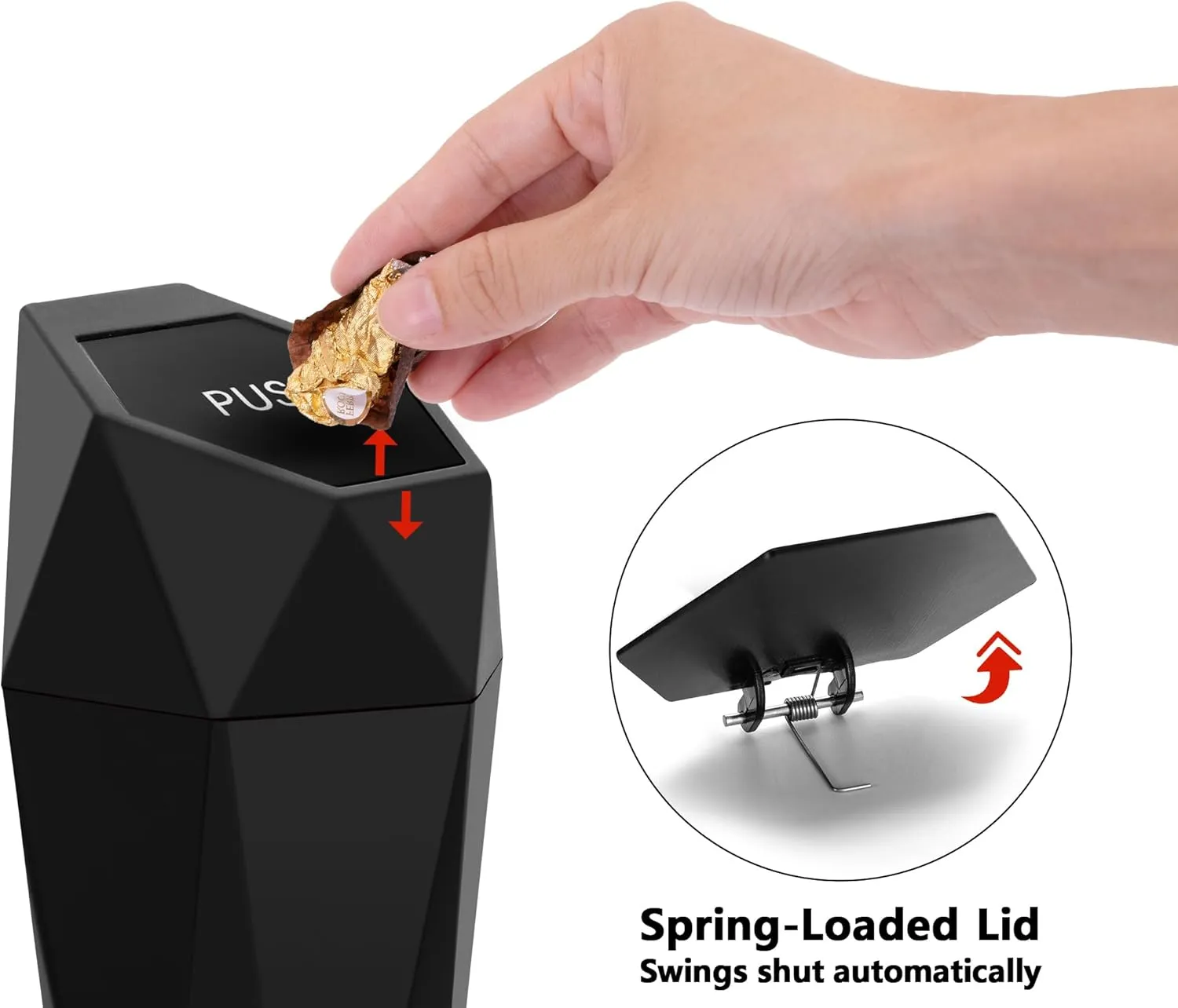 Ginsco Car Trash Can Cup Holder, 2 Pack Mini Car Trash Can with Lid, Car Accessories for Interior, Leakproof Small Trash Cup for Car, Home with Additional 2 ABS Hooks and 90pcs Trash Bags Black Silver