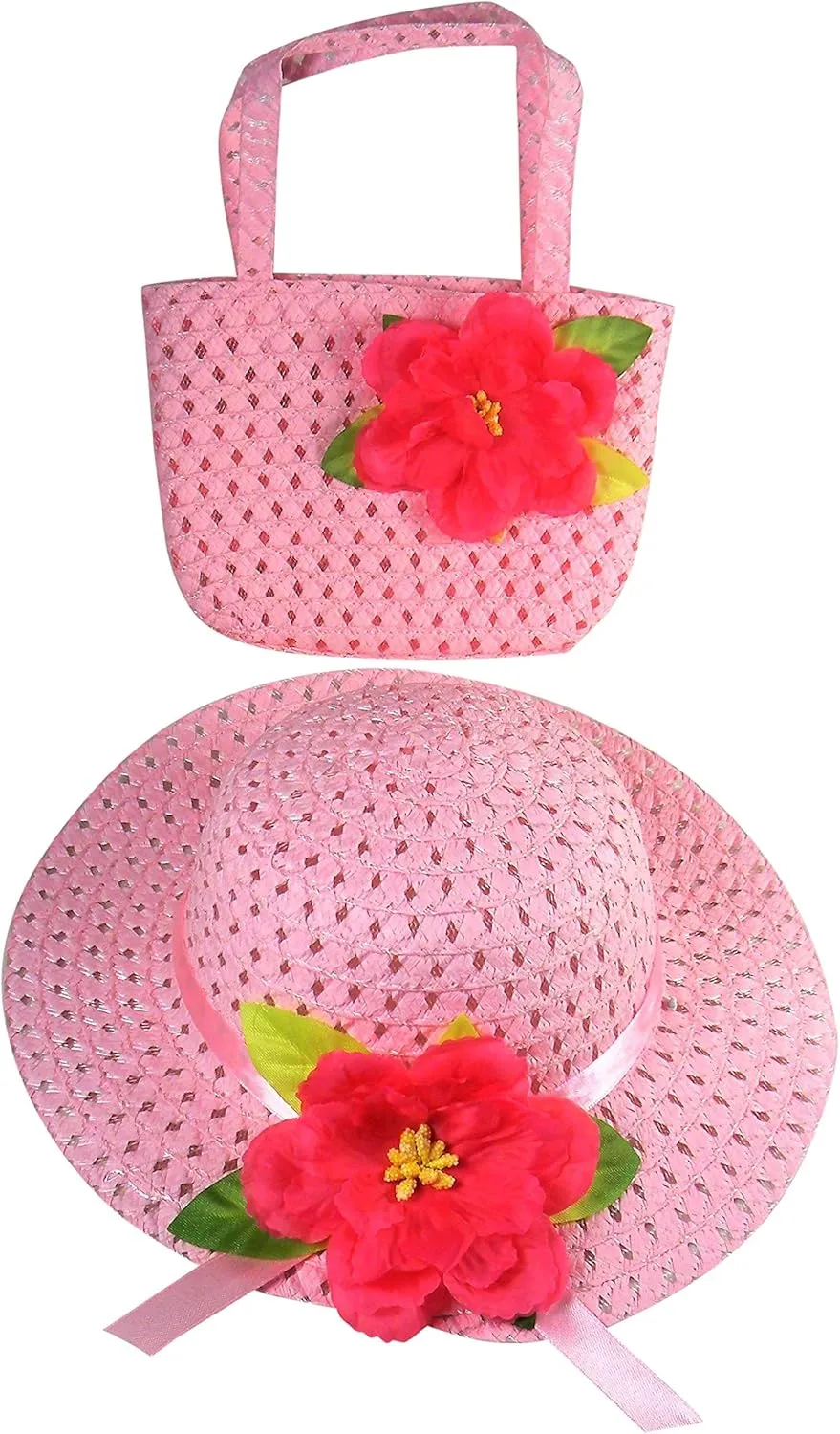 Girls Tea Party Dress Up Play Set with Sun Hat, Purse, and White Gloves