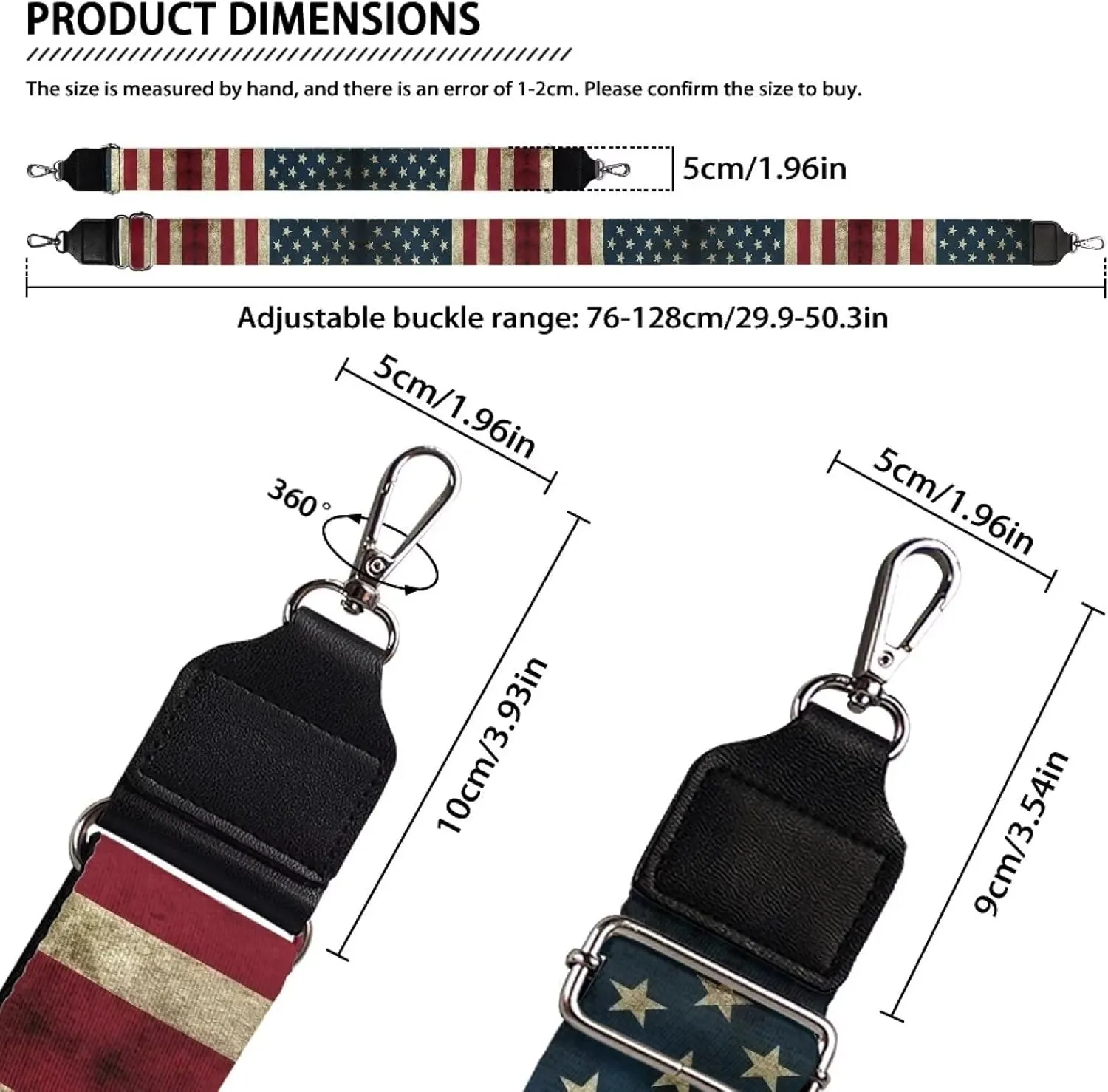 GLENLCWE Cute Santa Claus Snowman Snowflake Adjustable Purse Strap Wide Straps 2Pcs Replacement Crossbody Bag Strap Guitar Straps for Handbag