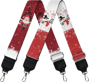 GLENLCWE Cute Santa Claus Snowman Snowflake Adjustable Purse Strap Wide Straps 2Pcs Replacement Crossbody Bag Strap Guitar Straps for Handbag
