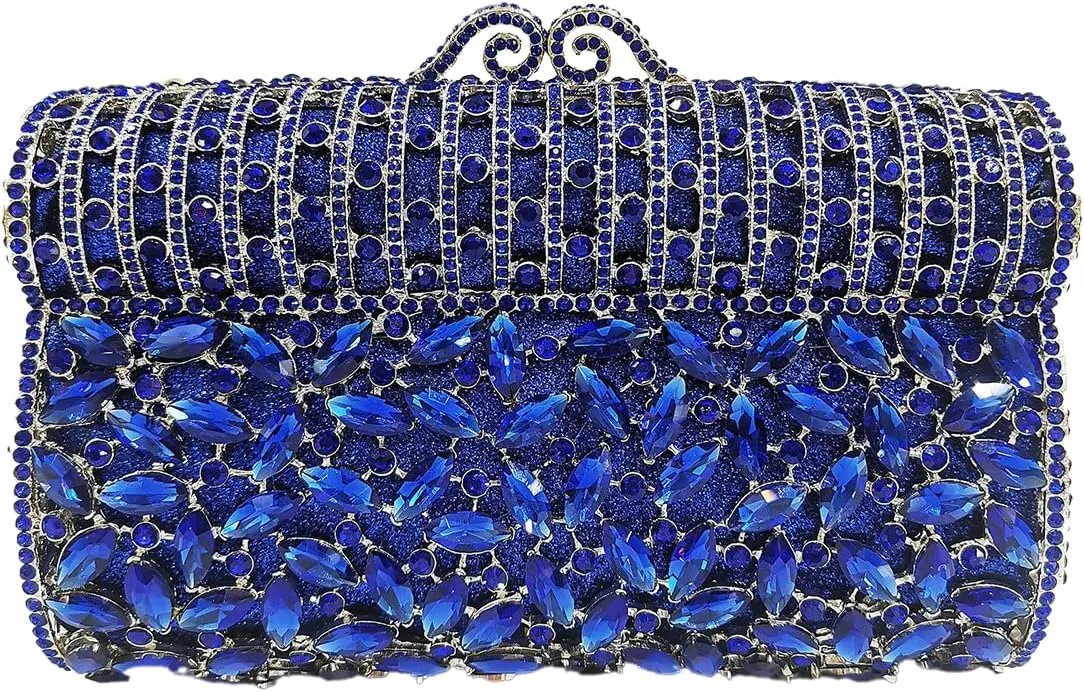 Glitter Women Rhinestone Clutch Box Crystal Evening Bag Elegant Shoulder Purse for Wedding Party Prom