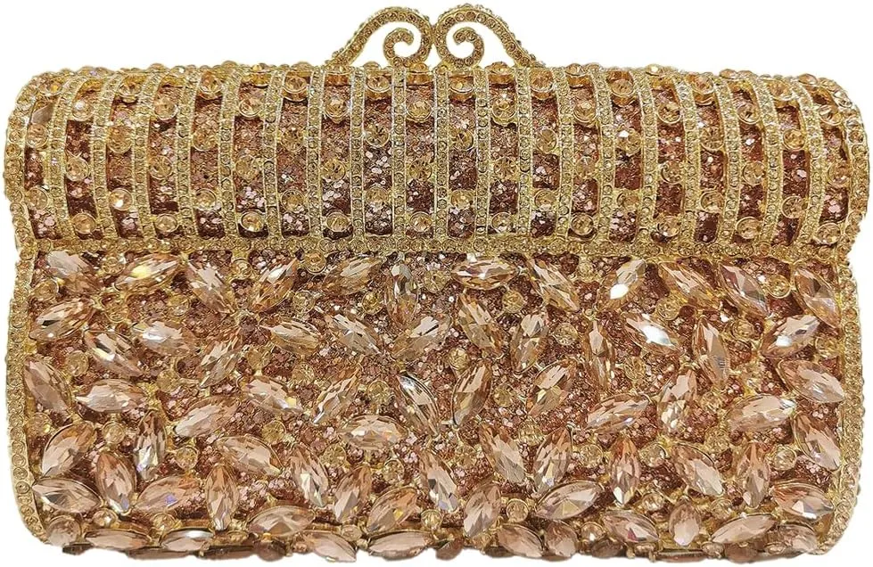 Glitter Women Rhinestone Clutch Box Crystal Evening Bag Elegant Shoulder Purse for Wedding Party Prom