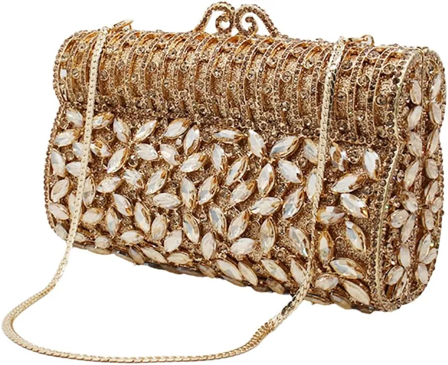 Glitter Women Rhinestone Clutch Box Crystal Evening Bag Elegant Shoulder Purse for Wedding Party Prom