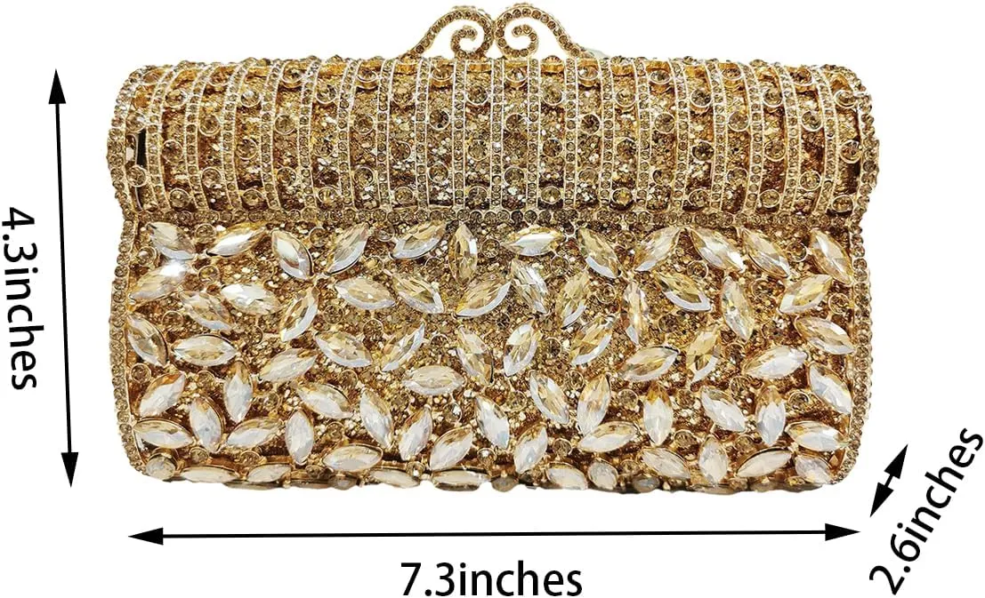 Glitter Women Rhinestone Clutch Box Crystal Evening Bag Elegant Shoulder Purse for Wedding Party Prom