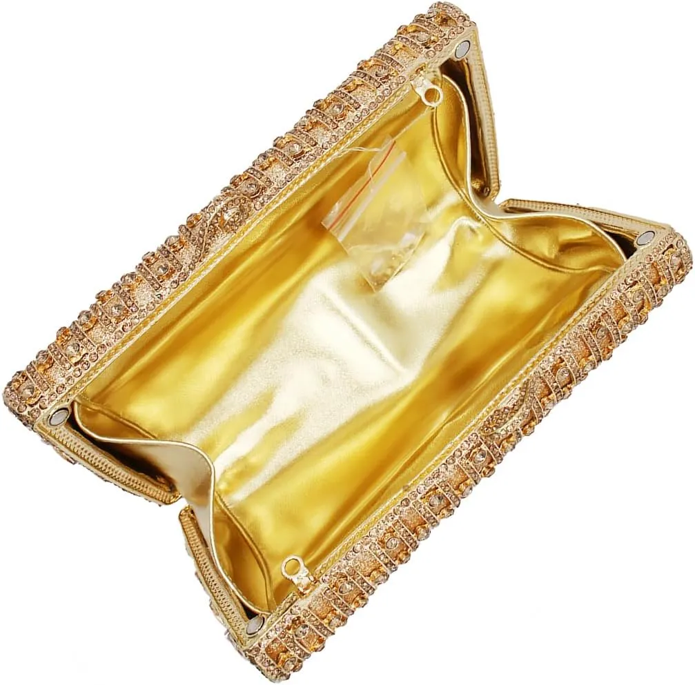 Glitter Women Rhinestone Clutch Box Crystal Evening Bag Elegant Shoulder Purse for Wedding Party Prom