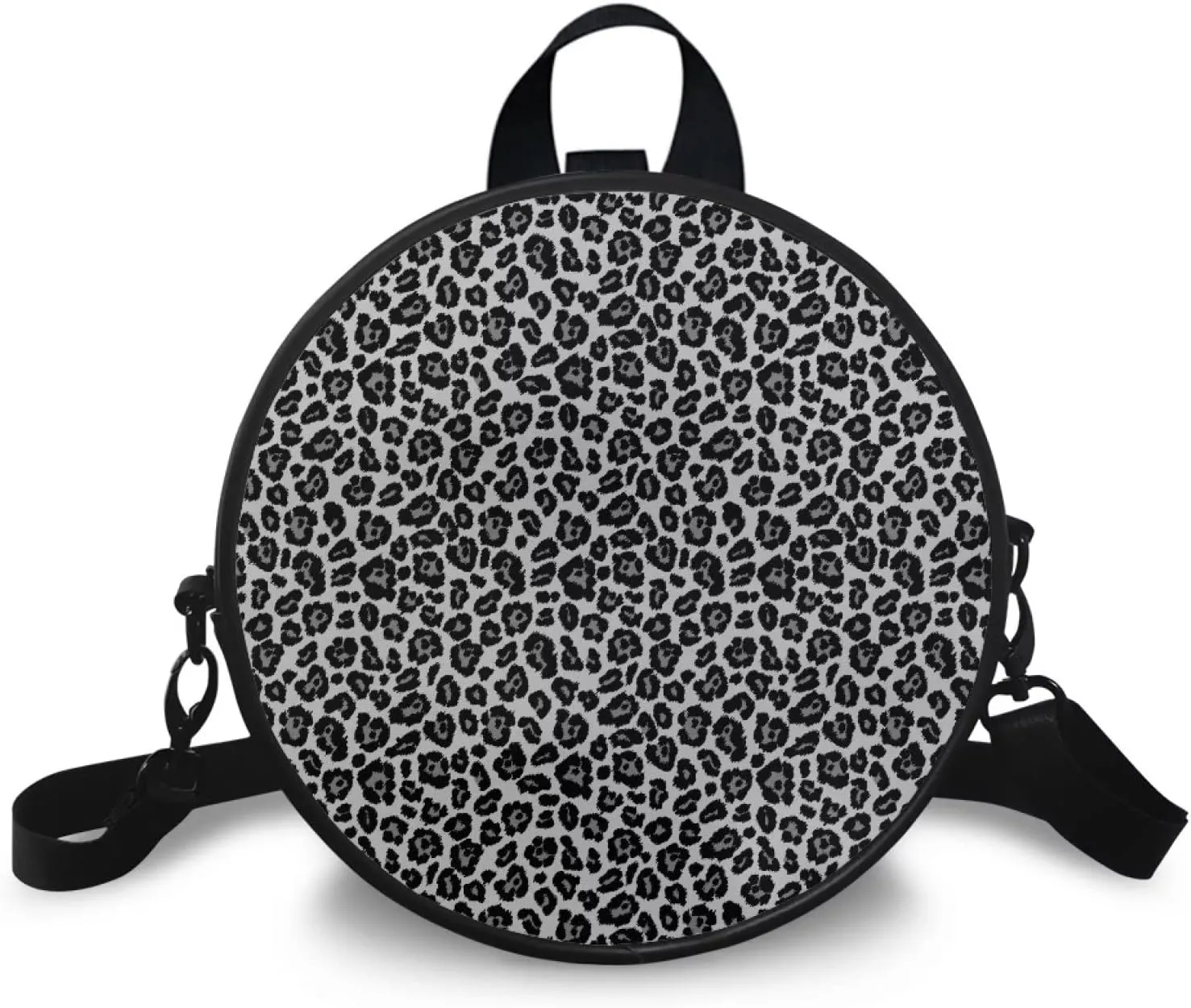 Gomyblomy Girls Womens Shoulder Handbag Casual Round Purse Zipper PU Leather Satchel with Adjustable Straps