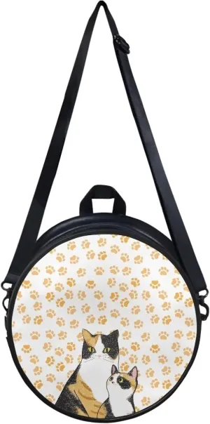 Gomyblomy Girls Womens Shoulder Handbag Casual Round Purse Zipper PU Leather Satchel with Adjustable Straps
