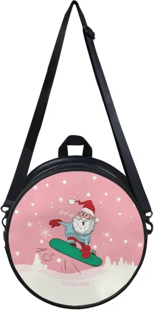 Gomyblomy Girls Womens Shoulder Handbag Casual Round Purse Zipper PU Leather Satchel with Adjustable Straps