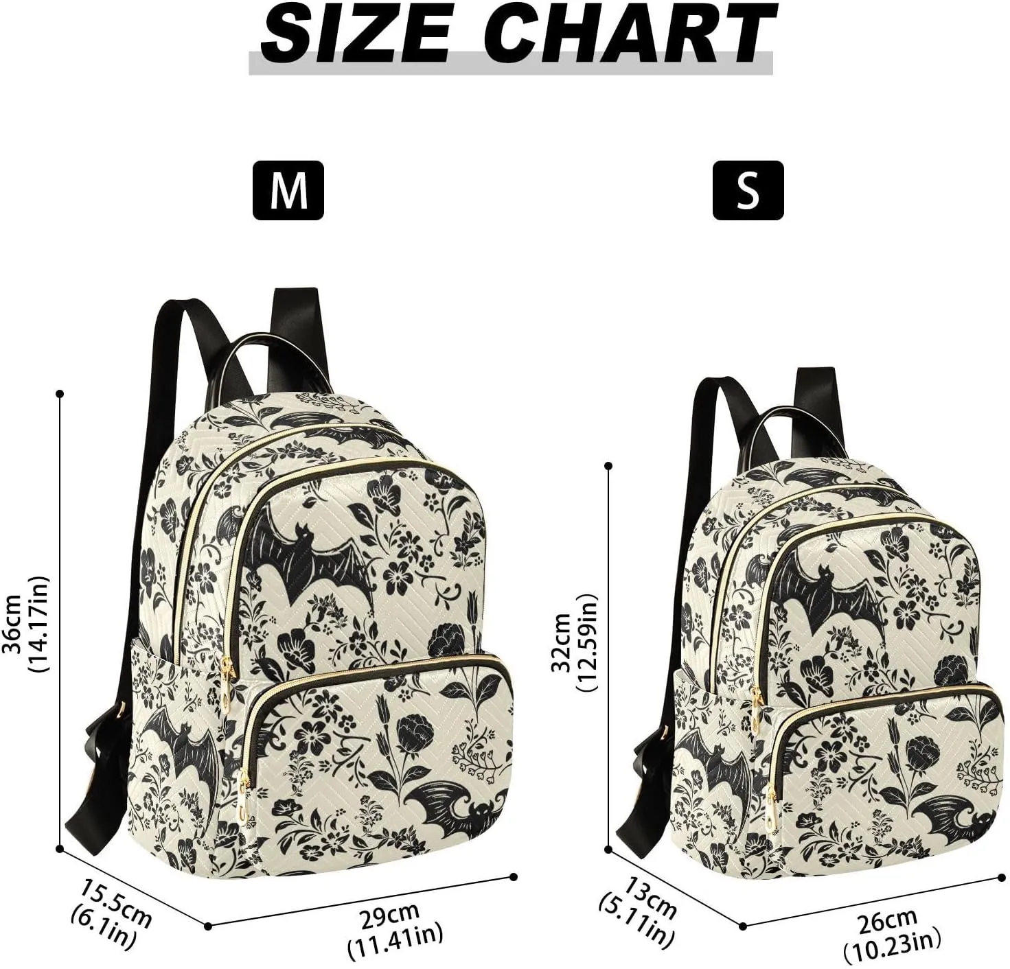 Goth Bat Flowers Quilted Backpack Purse for Women Fashion Small Backpack Shoulder Bag Travel Casual Daypack