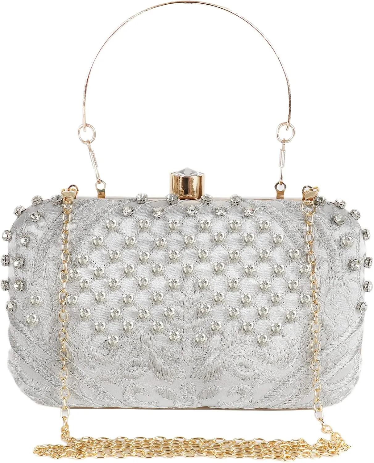 GUOZI Womens Handmade Embroidery Rhinestones Vintage Clutch Evening Handbag Shoulder Bag Purses for Wedding Prom Party
