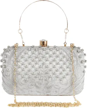 GUOZI Womens Handmade Embroidery Rhinestones Vintage Clutch Evening Handbag Shoulder Bag Purses for Wedding Prom Party