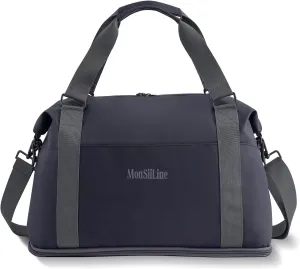 Gym Bag for Women Men with Shoe Compartment Wet Pocket Waterproof Durable Travel Duffel Bag for Sports Gym Swimming Yoga Flight Weekend Overnight Carry on Tote Bag (Black)