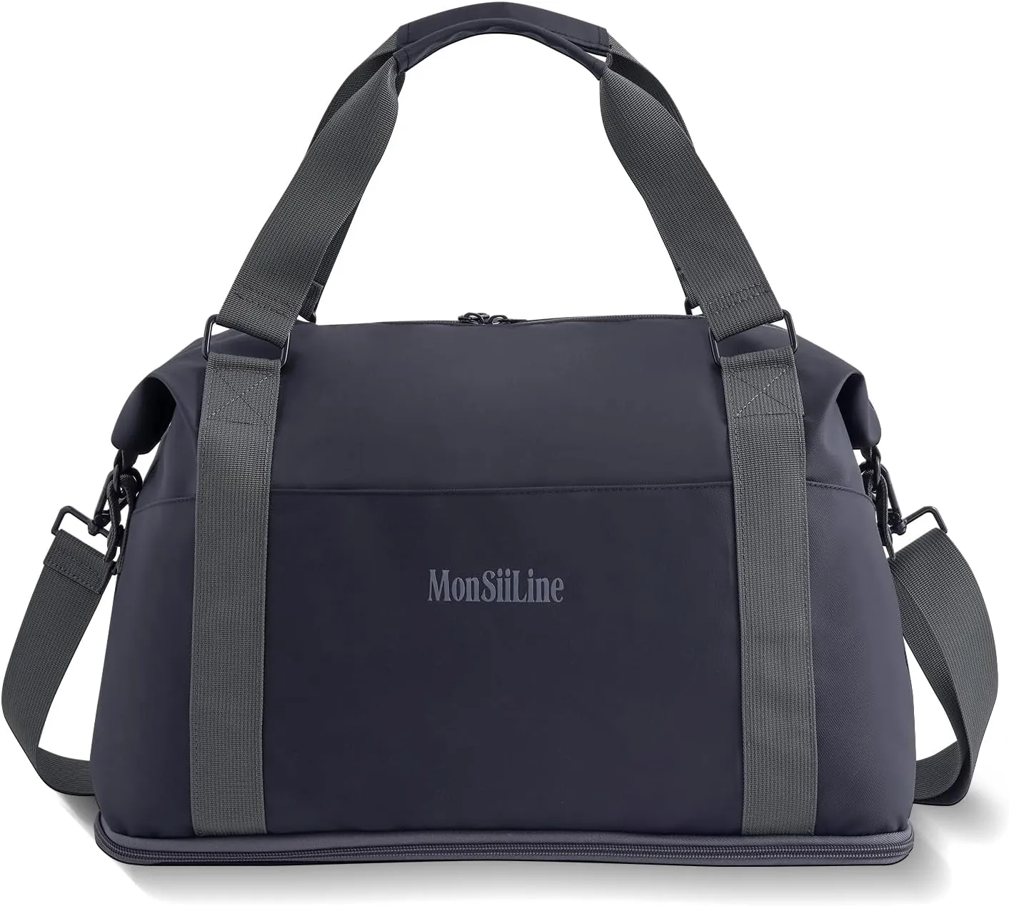 Gym Bag for Women Men with Shoe Compartment Wet Pocket Waterproof Durable Travel Duffel Bag for Sports Gym Swimming Yoga Flight Weekend Overnight Carry on Tote Bag (Black)