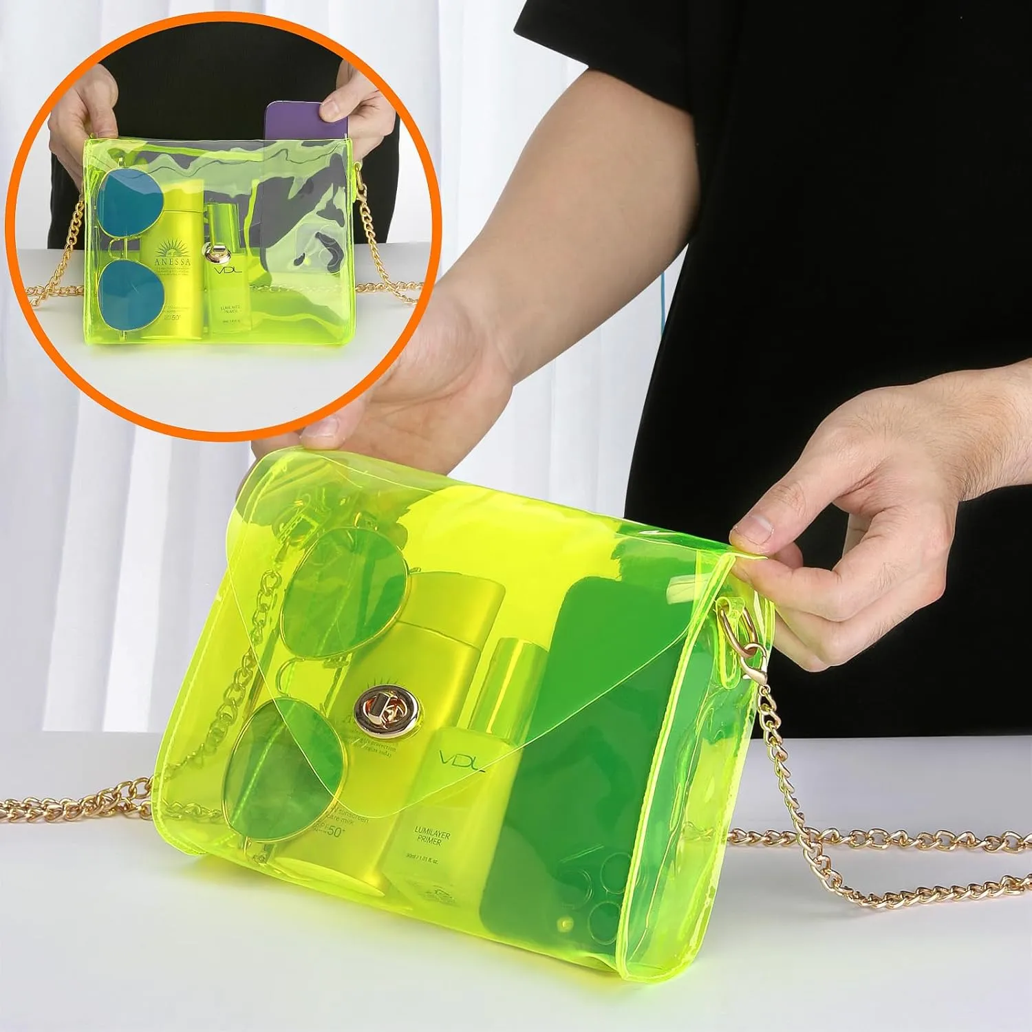 HAOGUAGUA Clear Purse for Women, Clear Bag Stadium Approved, See Through Clear Handbag for Concerts Sports Events