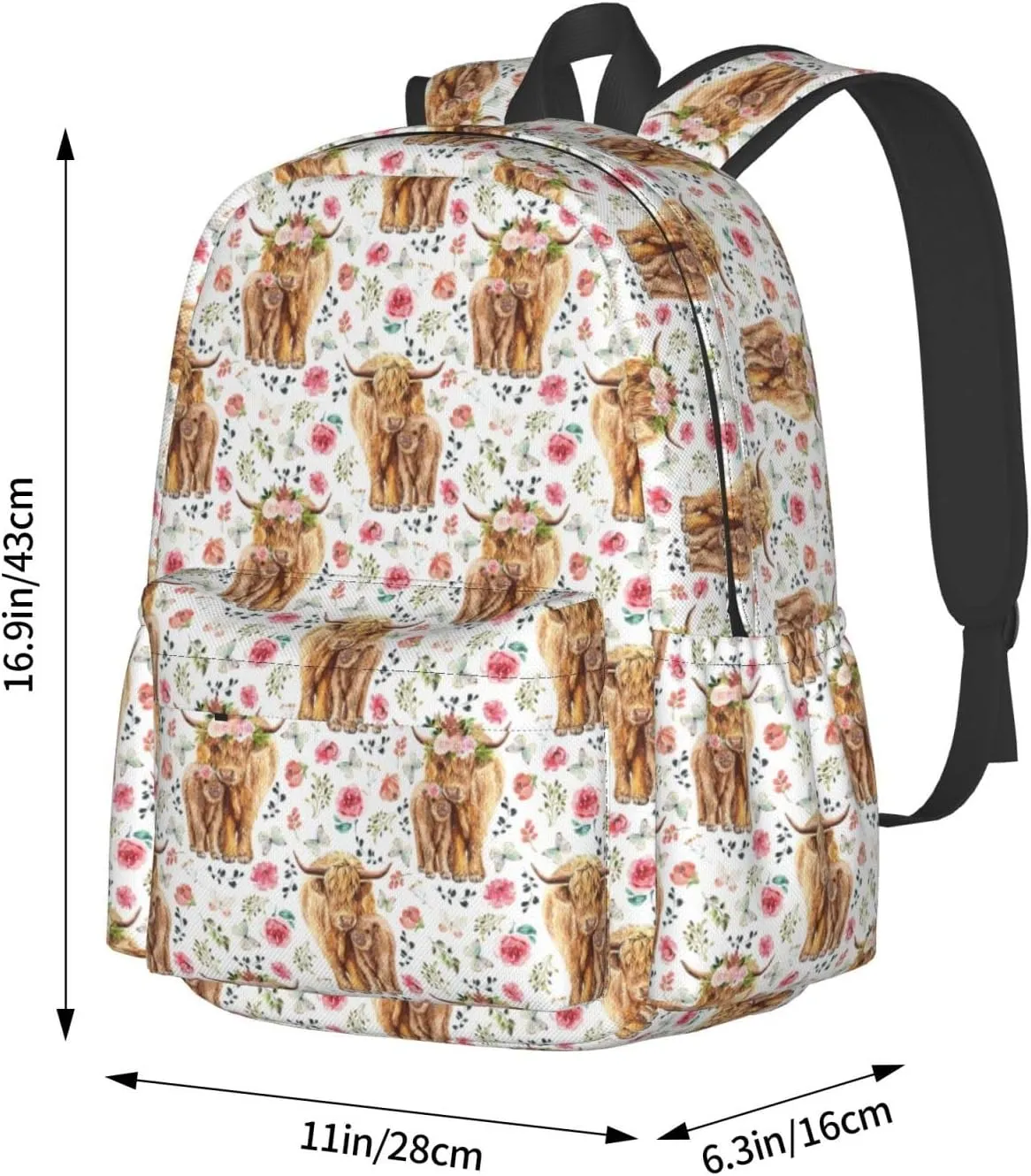 Highland Cow Backpack 16 Inches Lightweight Travel Laptop Backpack