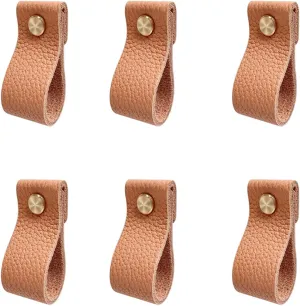 Hiili & Kaala Leather Dresser Knobs, 6 Pack for Dresser Drawers, Soft Drawer Knobs Upgrade Furniture Look