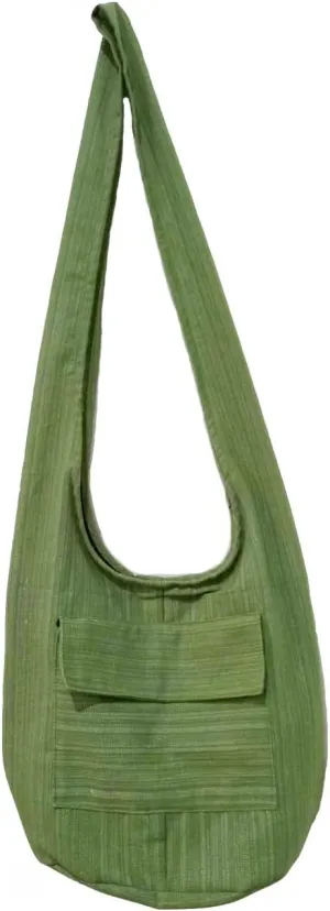 Hippie Bohemian Cross body Shoulder Bag, Slavic Cotton Fabric "Medium" Size ; The Green Garden