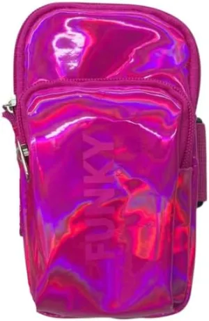 Holographic Arm Bag |Festival Bag Outdoor Waist Pouch | Carnival Hiking Pack with Adjustable Straps (Pink)