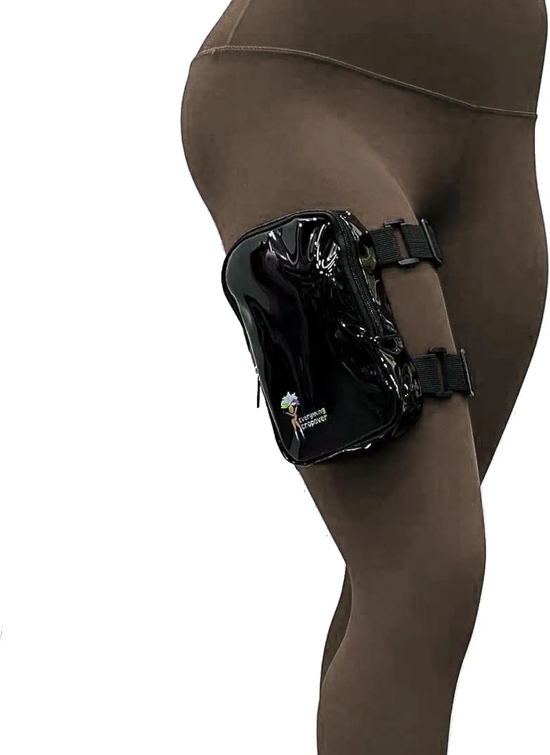 Holographic Thigh Bag | Carnival Leg Harness for Women | Outdoor Waist Pouch | J'ouvert Travel Leg Pack with Wide Adjustable Straps | Black
