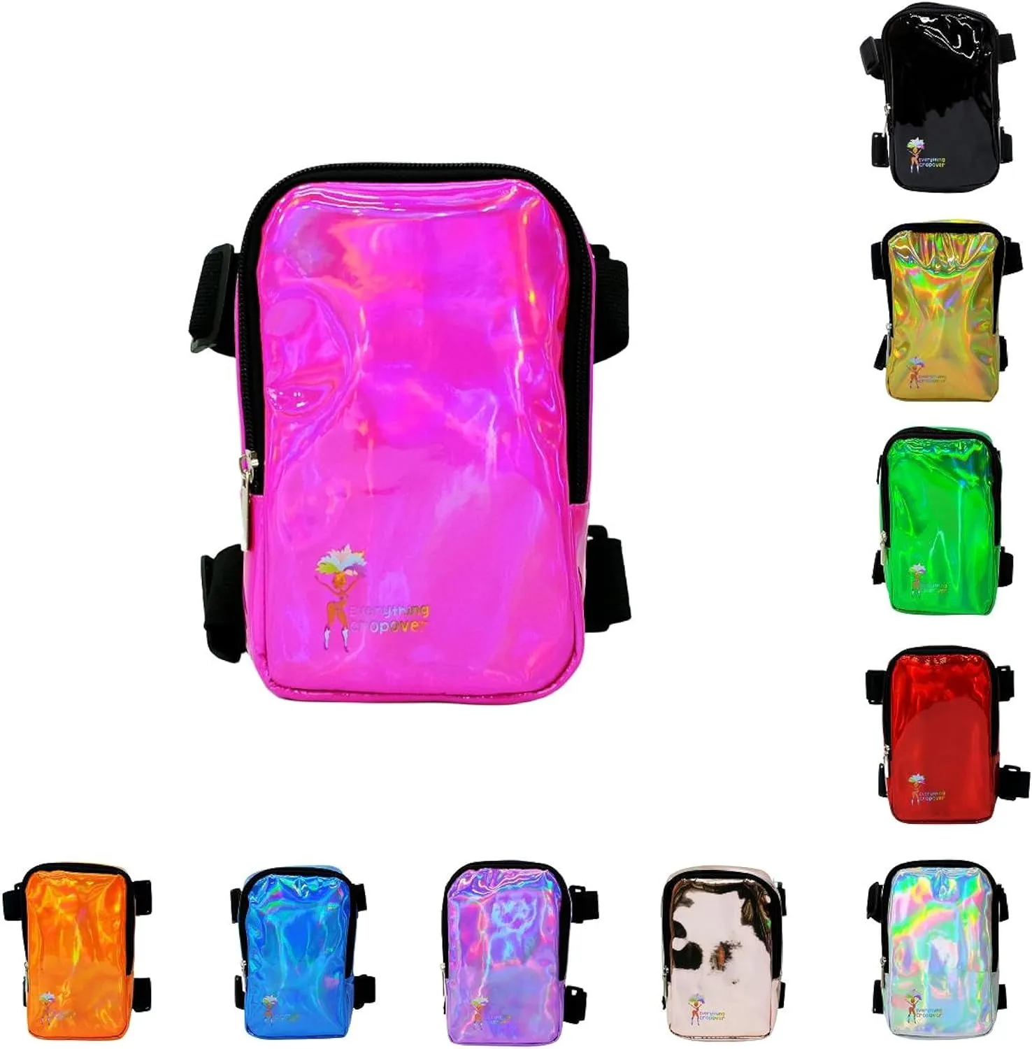 Holographic Thigh Bag | Leg Harness for Women | Outdoor Waist Pouch | Carnival Hiking Travel Fanny Pack with Adjustable Straps | Green