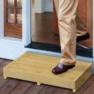 Homerays One Step Stool for Elderly,Bamboo High Riser Step Stool for Bed with Fluorescent Function No Assembly Required - 550 Lbs Wooden Mobility Stepping Stool for Bedside,Bathroom,Garden