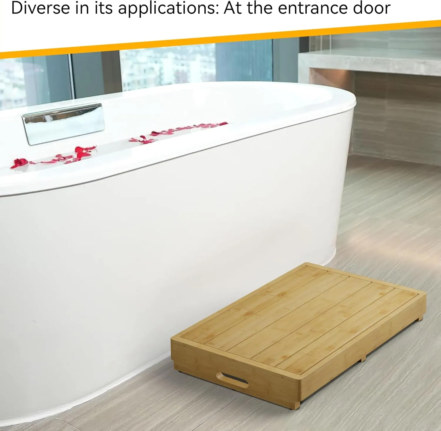 Homerays One Step Stool for Elderly,Bamboo High Riser Step Stool for Bed with Fluorescent Function No Assembly Required - 550 Lbs Wooden Mobility Stepping Stool for Bedside,Bathroom,Garden